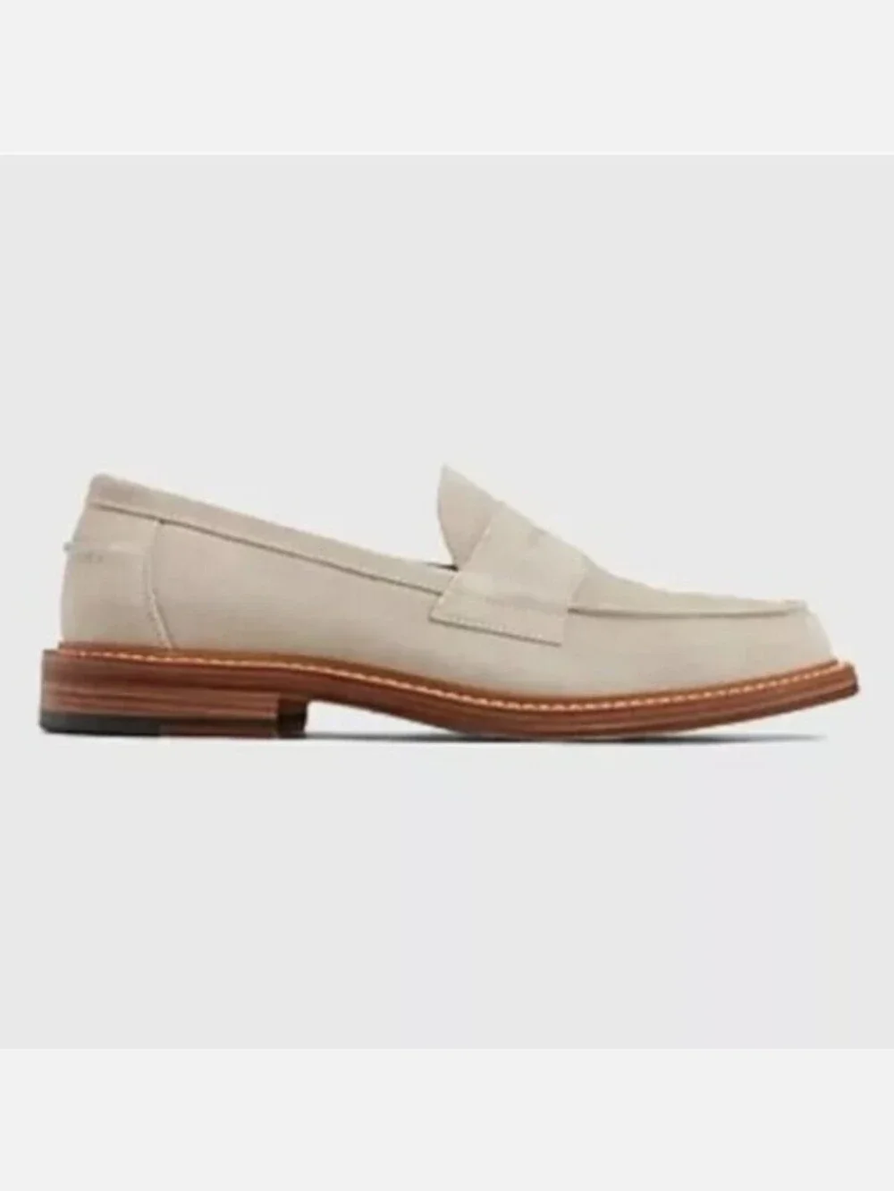 Express Mens Genuine Suede Loafers Classic Preppy Office Size 9 Stone Beige
